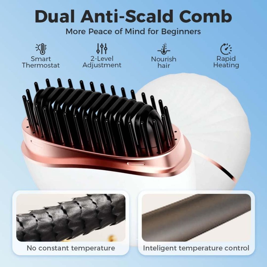 Mini Hair Straightening Comb Wireless Charging Portable Multifunctional