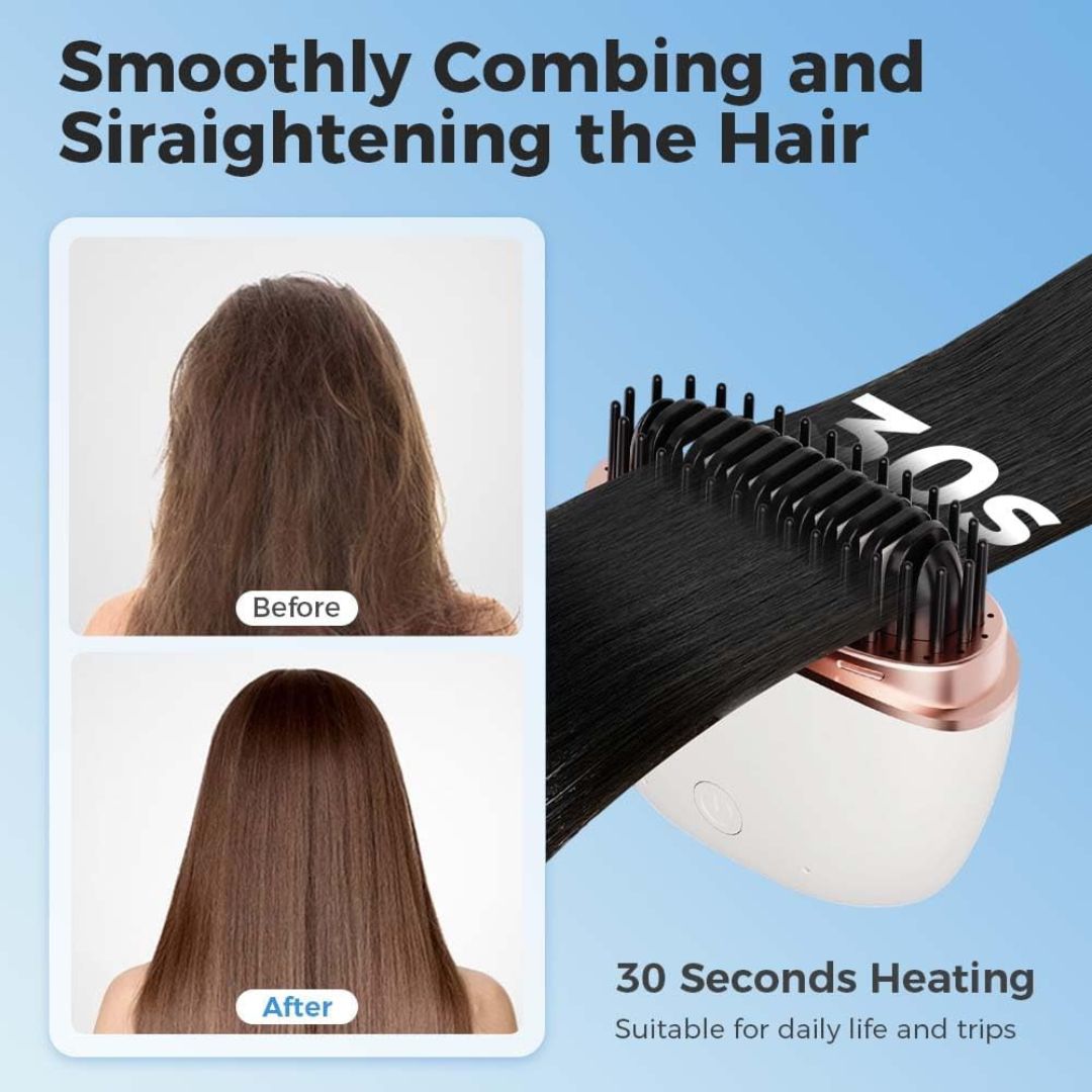 Mini Hair Straightening Comb Wireless Charging Portable Multifunctional 