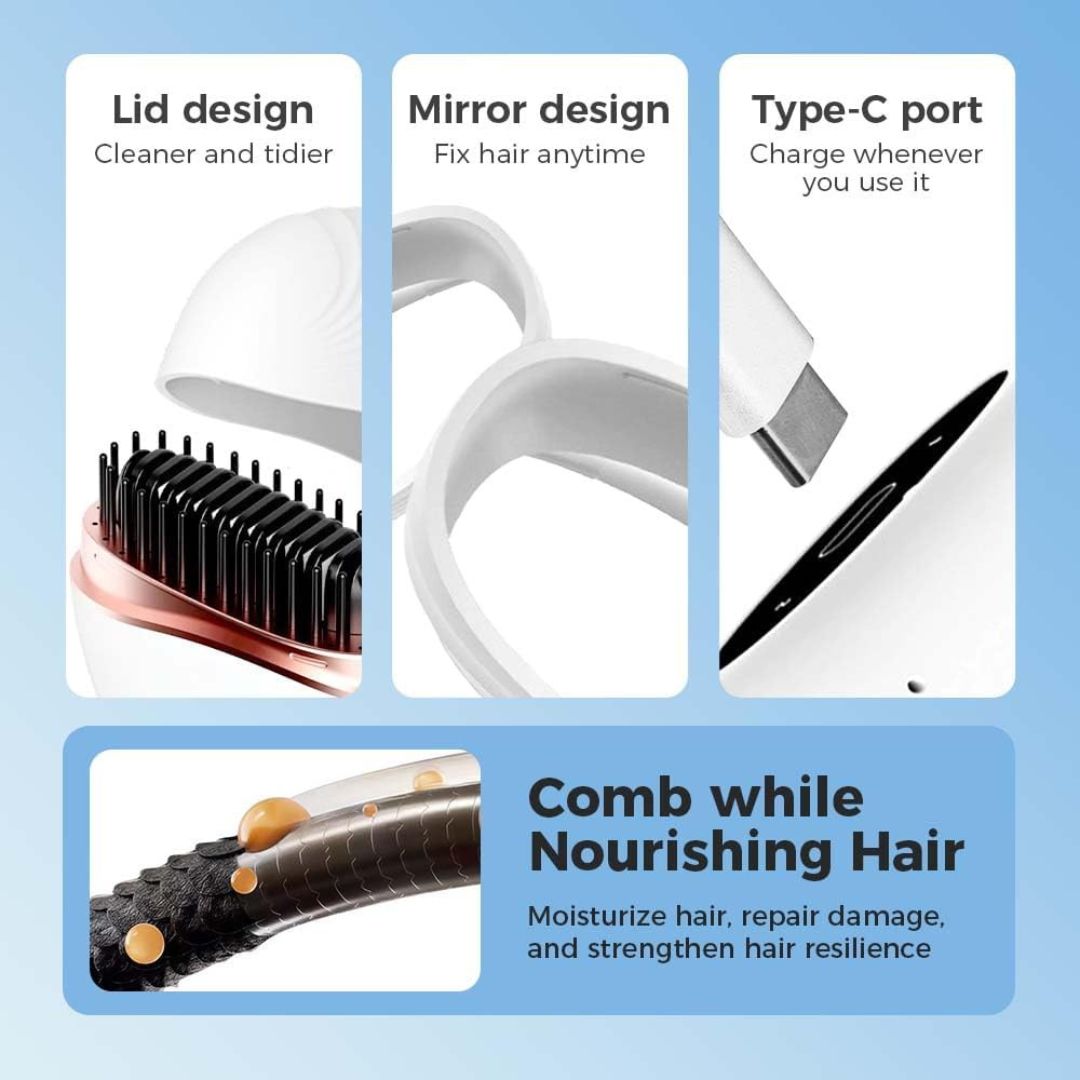 Mini Hair Straightening Comb Wireless Charging Portable Multifunctional