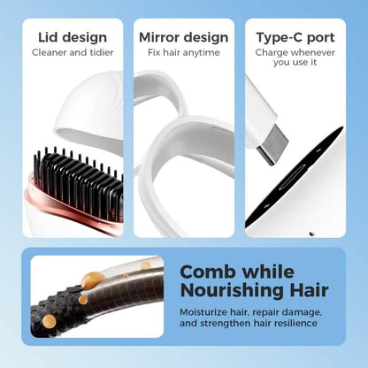 Mini Hair Straightening Comb Wireless Charging Portable Multifunctional